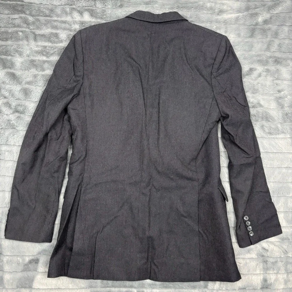 Alfani Vintage Mens Pure New Wool Pinstripe Blazer Made in France Charcoal 42R